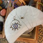 Evil Eye Sterling Silver CZ Blue Eyed Sapphire Necklace Photo 1