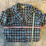 John Galt Blue Plaid Cropped Button Front Top One Size (XS / S) Photo 7