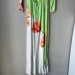 Alice + Olivia Alice + Olivia Delora Open Back Green Tulip Print 3/4 Sleeve Crew Maxi Dress 6 Photo 10