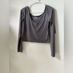 Almere Long Sleeve Scoop Neck Crop Top Gray Size L Size L Photo 1