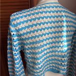 SheIn BZB Womens Crochet Crop Tops Tie Front Long Bell Sleeve V Neck Striped Knit Top Photo 3