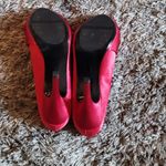 Lulu Townsend  Red Satin Peep-Toe Pumps 8 Photo 7