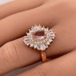 Rose Gold Pink Crystal Halo Boho Gemstone Ring Size 8 NWT Photo 2