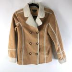 Calvin Klein Jeans Womens Faux Suede Jacket Double Breasted Beige Size L Photo 0