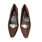 Prada  LEATHER KITTEN HEEL LOAFER PUMP BROWN SIZE 7, EURO 37.5 Photo 2