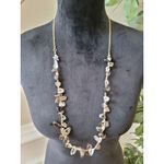 Women's Smoky Quartz Chip Bead Necklace With Gold Chain And Lobster Clasp Lock Photo 1