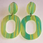 Green and Yellow Retro Boho Statement Earrings Photo 0
