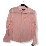 Banana Republic  Pink White Striped Button Down Shirt Women’s Size M | Quinn Boy Photo 1