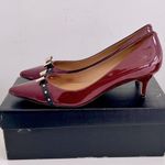 Talbots ‘Davila’ Red Patent Leather Studded Bow Heels in “Chianti”, Size 9.5 Photo 3