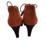 Anne Klein Tutorial Suede Ankle 4” Heel Bootie Sz 7M Side Zip Tassel Ties Cognac Photo 5