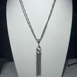 MCM Vintage  Double Chain Silver Tone Tassel Necklace Photo 0