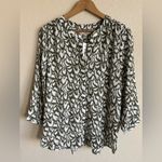 Jachs Girlfriend  size medium Olive army green and White Patterned Blouse Photo 4