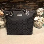 Coach Signature Black A1348- 23767E Side Zippers Gallery Tote Shoulder Handbag Photo 2