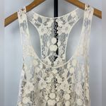 Cream‎ Ivory Open Knit Floral Boho Racerback Tank Top Photo 1