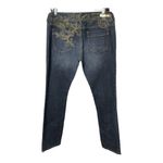 EXPRESS  Y2K X2 Quality Denim Jeans Sz 8 Zelda Skinny Low Rise w/ Gold Embroidery Photo 2