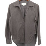 Brochu Walker Collared Top Blouse Shirt Cotton Popover Long Sleeve Gray S Photo 0