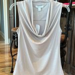 Forever 21 Drape Neck Sleeveless Top Champagne Tan Shimmery Shirt Womens Small Photo 2