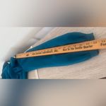 Milly  Teal Long Sleeve Split Neck Mini Dress Puff Sleeve Cocktail Party Size 8 Photo 6