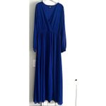 Lulus Water Lilies Royal Blue Maxi Dress XL Long Sleeve Photo 1