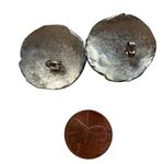 2 Pairs Of Vintage Metal Earrings Rippled Silver & Textured Silver Round Designs Photo 4