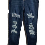 SO  Ultimate Ankle Jegging High Rise Jeans Womens 5/27W Blue Denim Distressed Zip Photo 0