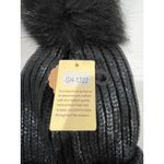 Winter hat Black Ribbed Knit Beanie with Faux Fur Pom Pom brand new Go & Go‎ Photo 5