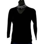 Belle by Kim Gravel Black Pearl Beaded Choker Cutout Sweater Women’s Size Small Photo 3