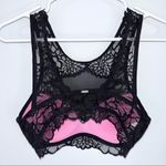 PINK - Victoria's Secret PINK VICTORIA’S SECRET Black Floral Lace High Neck Bralette Bra Small Photo 7