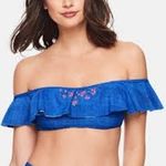 Vera Bradley Maliyah Blue Embroidered Ruffle Bikini Bandeau Top Small NWT Photo 0