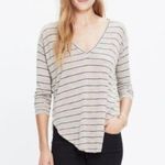 Madewell Shirt XS Anthem Long Sleeve V-Neck Stripe Basic Casual Lounge Neutral Photo 0