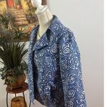 Rafaella Blazer Jacket Womens M Blue White Swirl Pattern 3/4 Sleeve Button Front Photo 4