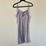 ZARA  Lilac Ditsy Floral Tie Strap Satin Mini Slip Dress with Square Neck Size M Photo 6