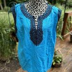 Sherry Taylor Blue Embroidered Sleeveless Tunic Tank Top Women's New Size 3X Photo 0