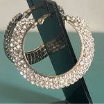 Wedding Bridal Formal Prom Rhinestone and Silver Hoop Earrings Photo 5