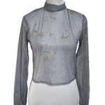 superdown Janice Sheer Top Grey Metallic Stars Constellation Womens Size XS Photo 1