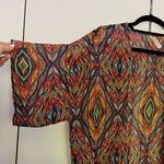 Women one size Colorful Geometric Patterned Poncho coverup vest swimwear boho Red Photo 2