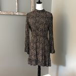 Popsugar  Mock Neck Mini Dress Leopard Animal Print Cuffed Flutter Sleeves Size M Photo 11