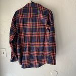 Old Navy  Boyfriend‎ Flannel Shirt M Plaid Navy Red Yellow 100% Cotton Photo 5