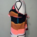 MYNAH womens size large sunset waves ruffle tankini removable padding NWT Black Photo 1