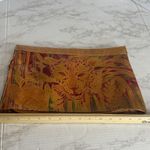 Valerie Leather Clutch Bag Womens Large Tan Multicolor Jaguar Jungle Embossed Photo 8