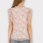 Allegra K New  Women's Ruffle Tops Casual V Neck Floral Blouse Pink X-Small Photo 3