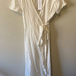 NWT KAMPERETT White Wrap Maxi Dress 100% Cotton Bridal Summer Vacation Womens L Size L Photo 0