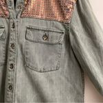 Anthropologie Sequin Shoulder Utility Shirt Jacket Olive Green Button Down XS Photo 8