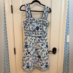 Anthropologie  Blue and White A-Line Mini Dress Sleeveless Square Neck Photo 3