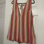 Free People  escape with me coverup romper striped pink red open back size S Photo 2
