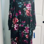 Apt. 9 NWT  Black Floral Long Sleeve Swing Dress with Pockets Size Large Photo 1