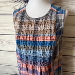 Caslon Multicolor Plaid Smocked Tank Top Photo 1