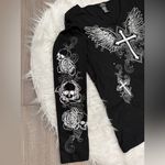 Social Collision Black Cross Wings Graphic Long Sleeve Tee Size XL Photo 3