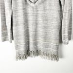 Tommy Bahama Anacapa Silver Linen Blend Fringe Trim V-Neck Hooded Sweater Small Photo 6