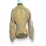 ZARA Wool Brown Chunky Crochet 3D Open Knit Balloon Sleeve Pullover Sweater sz S Photo 5